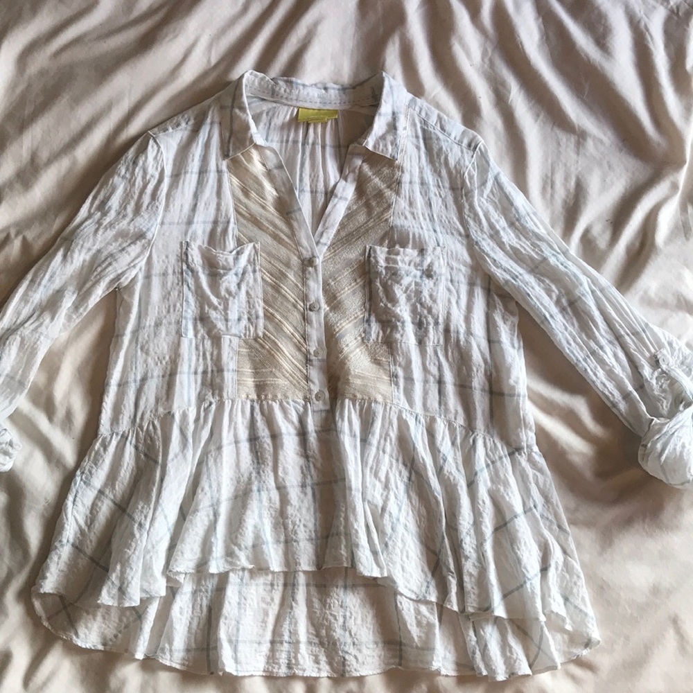 Maeve Anthropologie Flowy Peplum Blouse